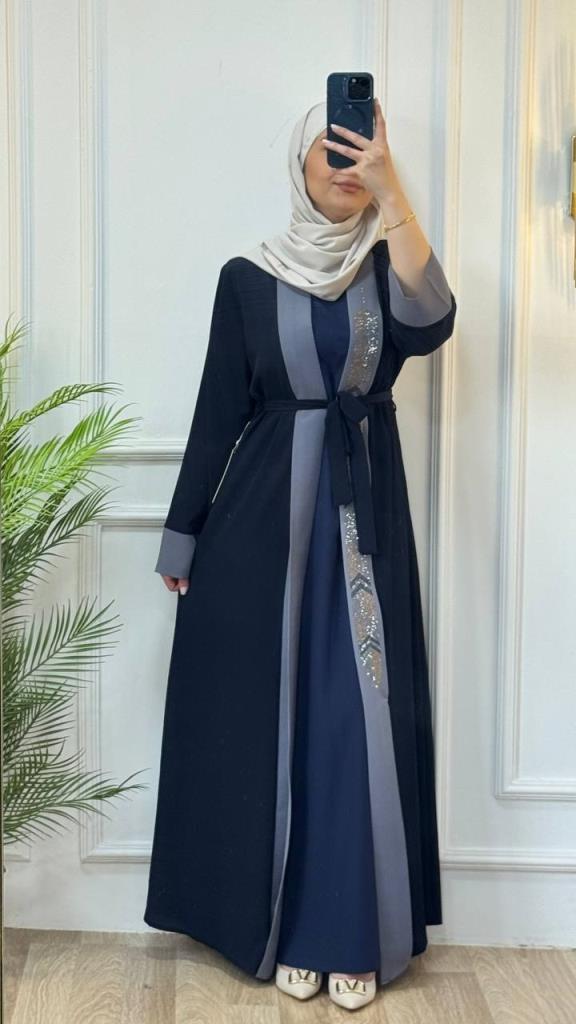 عباية نسائية قطعتين موديل G2732 - كحلي عباية نسائية قطعتين موديل G2732 - كحلي