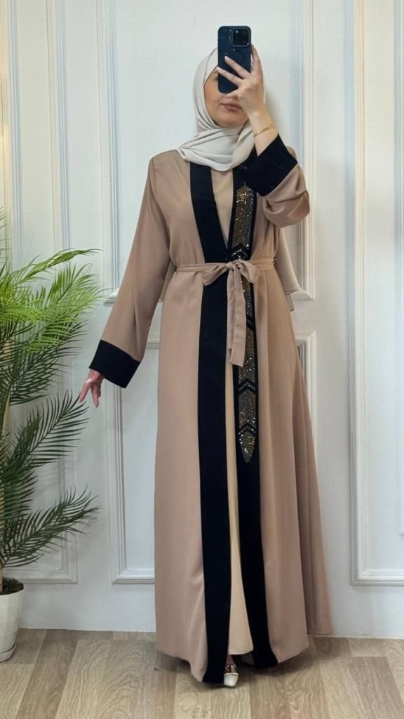 two-piece women's abayas model G2732 - Beige two-piece women's abayas model G2732 - Beige