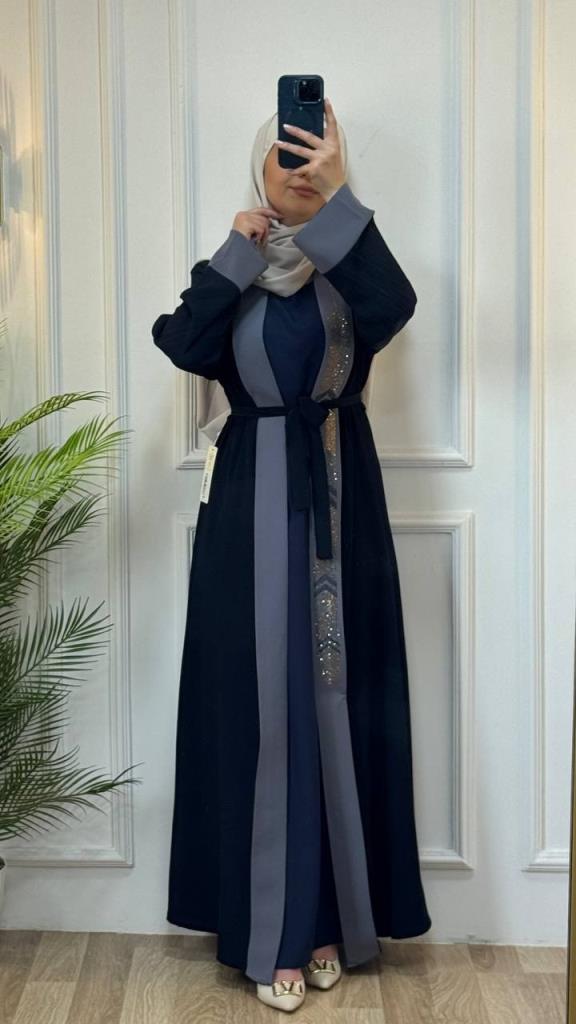 عباية نسائية قطعتين موديل G2732 - كحلي عباية نسائية قطعتين موديل G2732 - كحلي