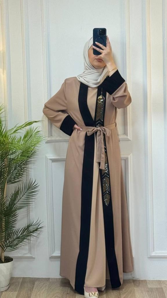 two-piece women's abayas model G2732 - Beige two-piece women's abayas model G2732 - Beige
