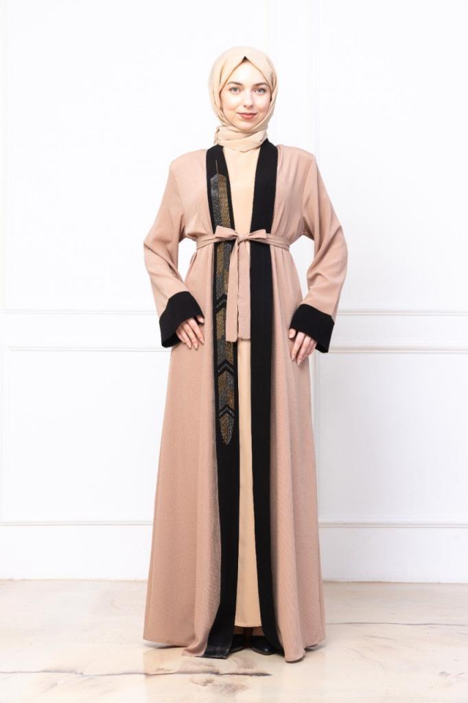 two-piece women's abayas model G2732 - Beige two-piece women's abayas model G2732 - Beige