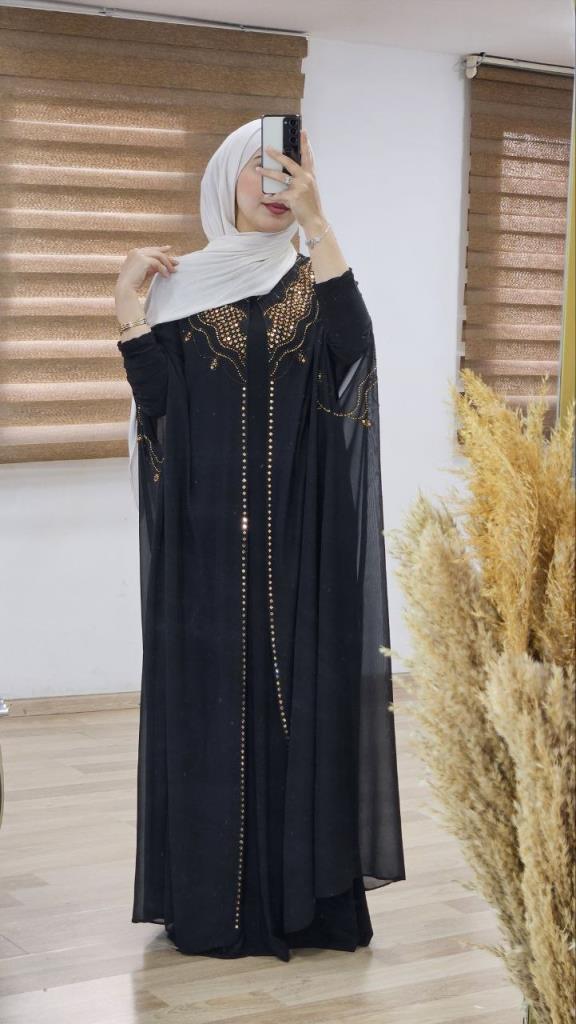 Elegant caftan for veiled women for special occasions, model m4456 - Black