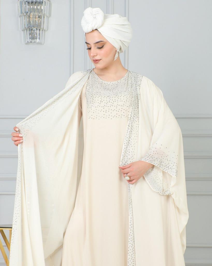 Kaftan for veiled women with an elegant and modest design, combining luxury and simplicity, model m4459 - Beige