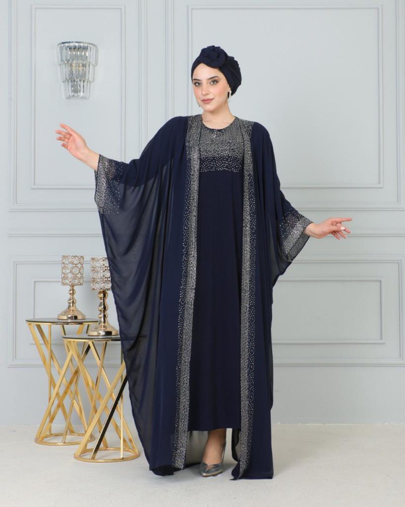 Kaftan for veiled women with an elegant and modest design, combining luxury and simplicity, model m4459 - Black