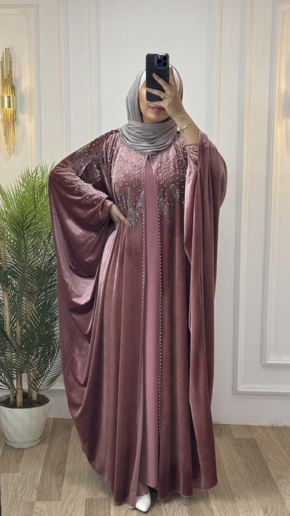 New season women's winter velvet kaftan is loose cut, stylish and comfortable model m 4464 - Pink