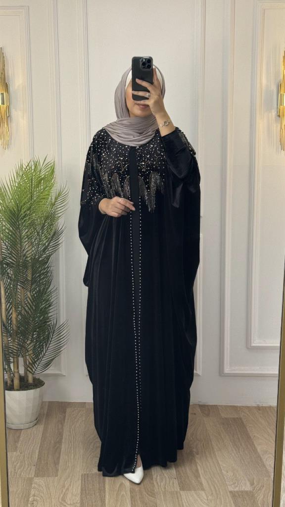 New season women's winter velvet kaftan is loose cut, stylish and comfortable model m 4464 - Black