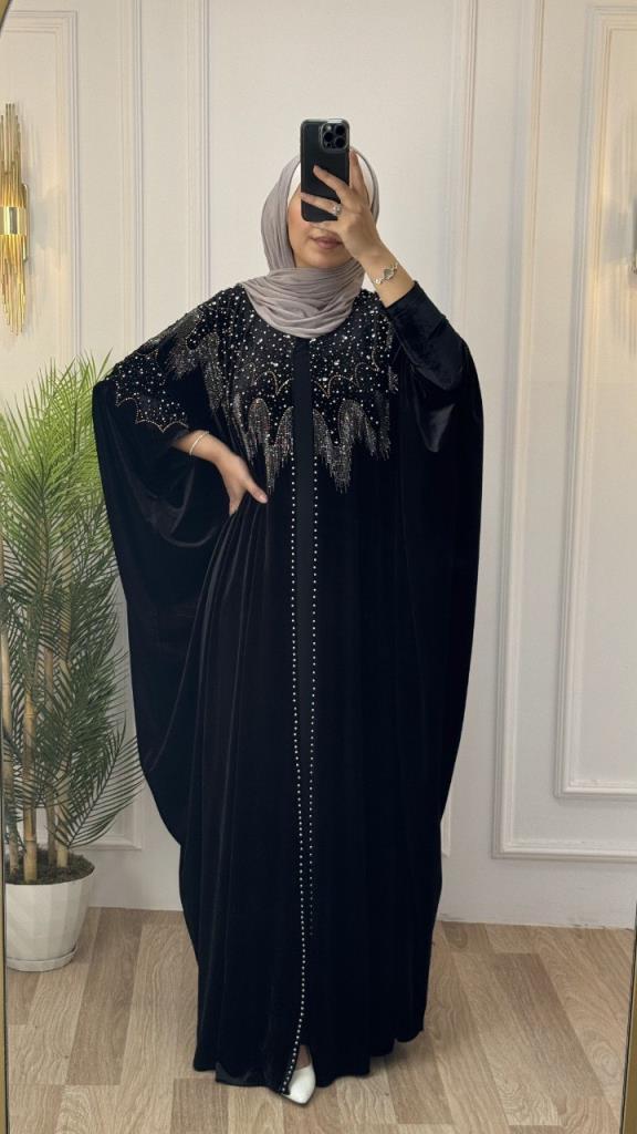 New season women's winter velvet kaftan is loose cut, stylish and comfortable model m 4464 - Black