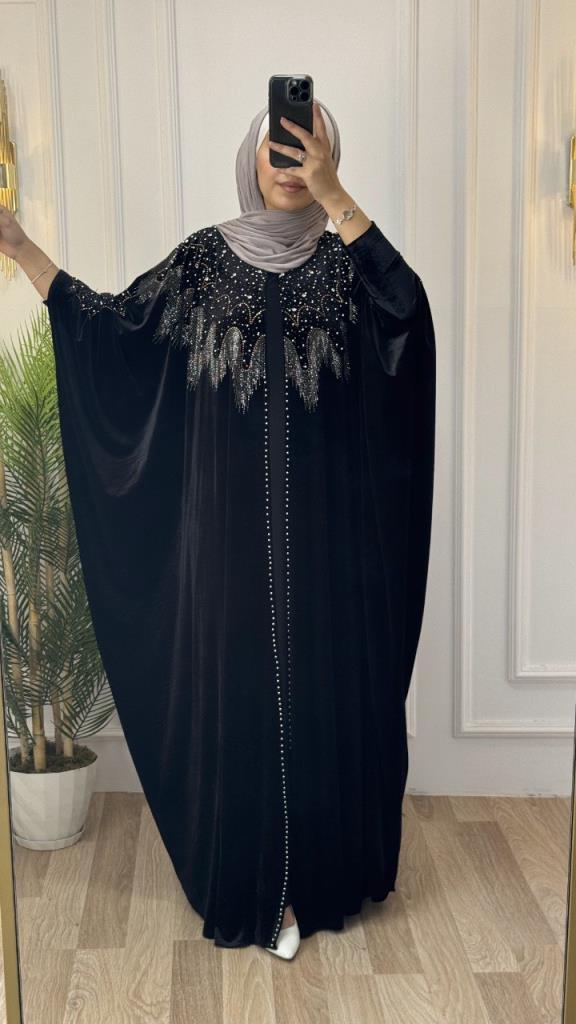 New season women's winter velvet kaftan is loose cut, stylish and comfortable model m 4464 - Black