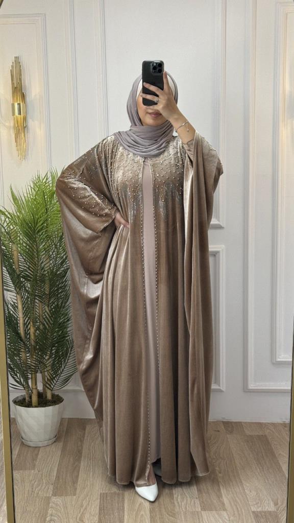 New season women's winter velvet kaftan is loose cut, stylish and comfortable model m 4464 - Beige