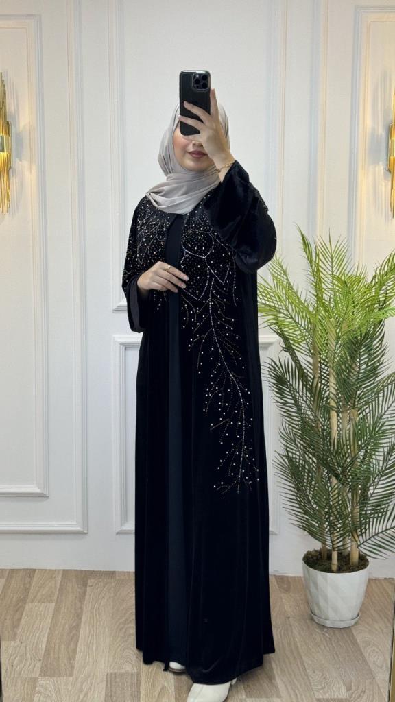 New season women s winter evening dress abaya stylish and comfortable cut model 4465 Black