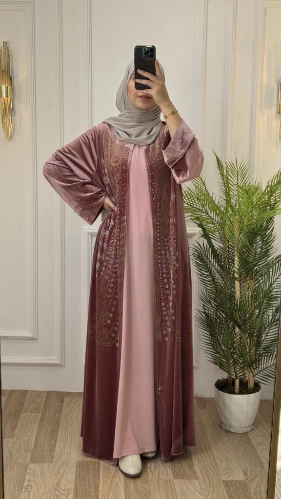 New season women's winter stylish and modern caftan model 4466 - Pink