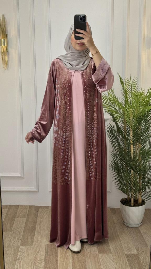 New season women's winter stylish and modern caftan model 4466 - Pink