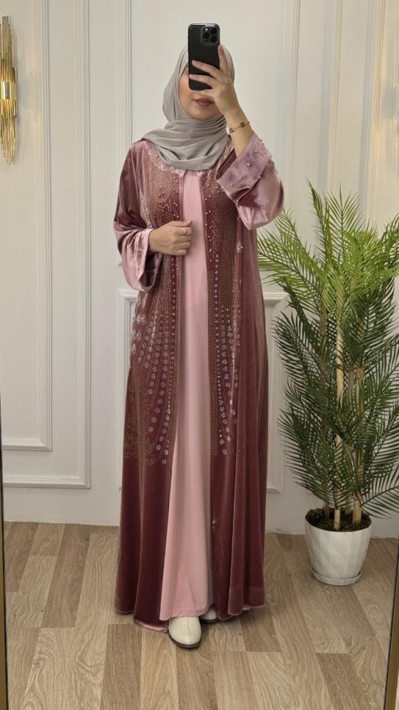 New season women's winter stylish and modern caftan model 4466 - Pink