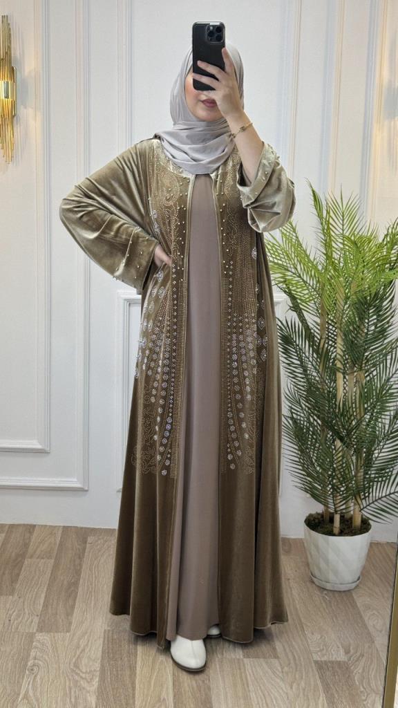 yeni sezonlu kadın kışlık şık ve modren kaftan model 4466 - BEJ