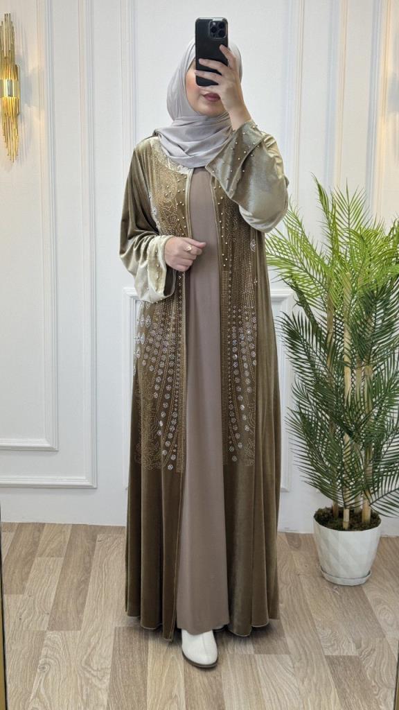 yeni sezonlu kadın kışlık şık ve modren kaftan model 4466 - BEJ