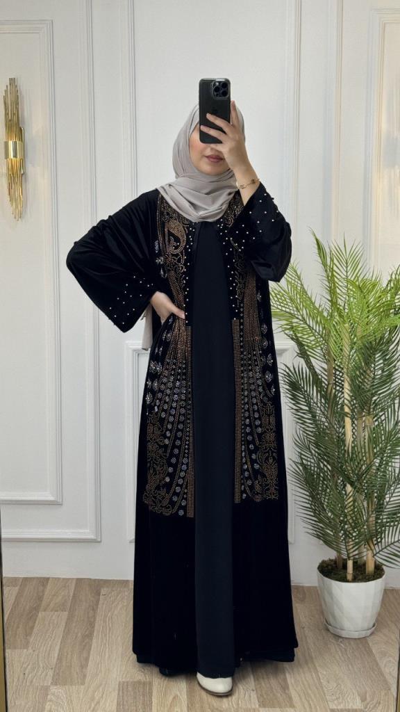 New season women's winter stylish and modern caftan model 4466 - Black