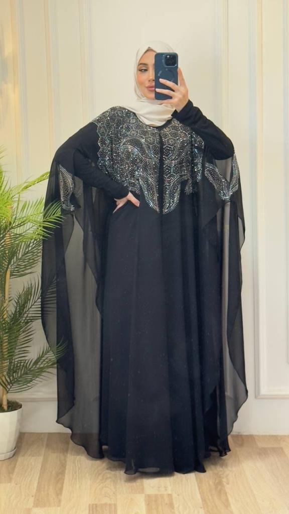 قفطان نسائي قطعتين موديل m4468 - اسود