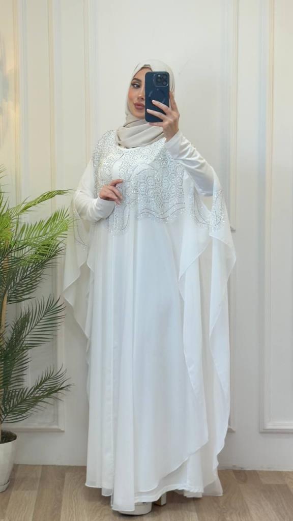 قفطان نسائي قطعتين موديل m4468 - ابيض