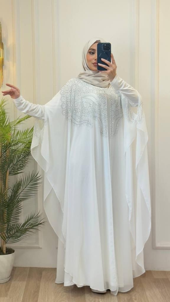 women 2 piece kaftan model m4468 - White women 2 piece kaftan model m4468 - White