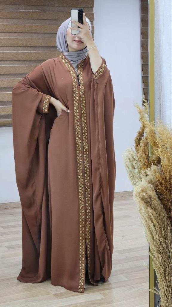 New season women's summer stylish and loose-cut abayas suitable for daily use model m4498 - Brown