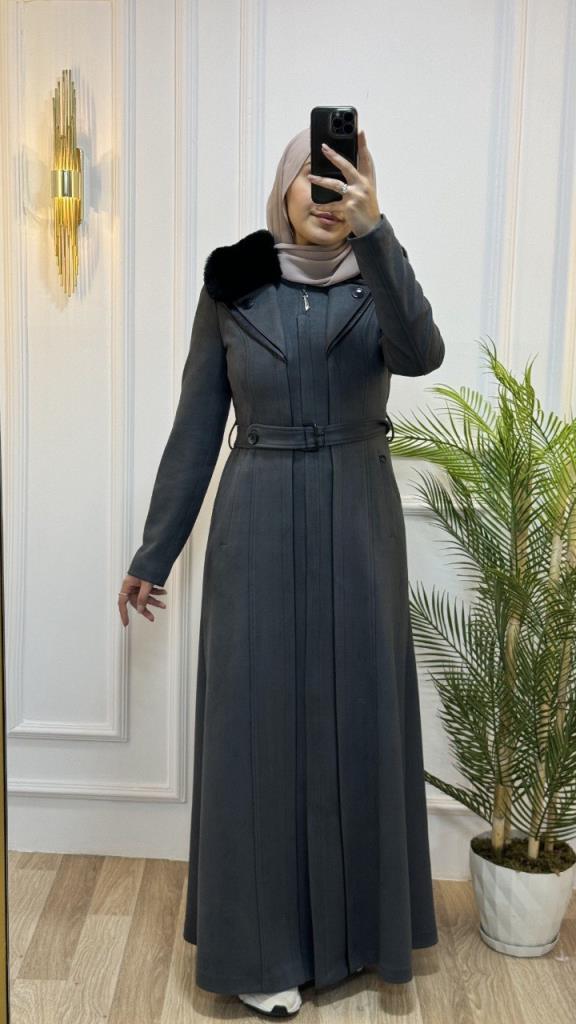 New season women's long coat is stylish and comfortable for daily use, model 4618 - Gray