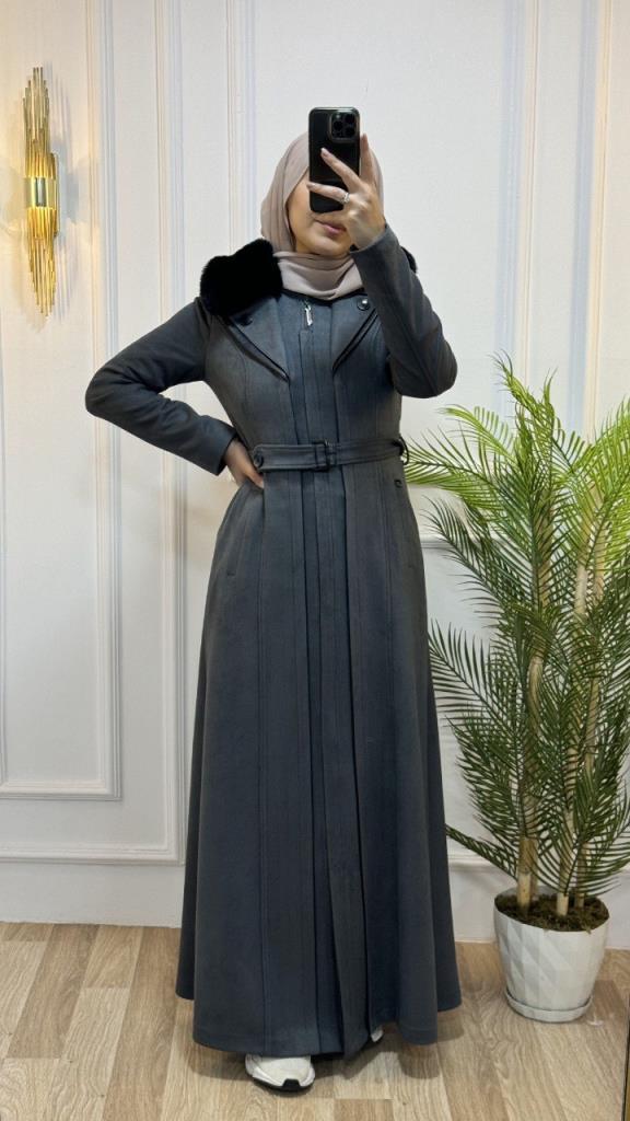 New season women's long coat is stylish and comfortable for daily use, model 4618 - Gray