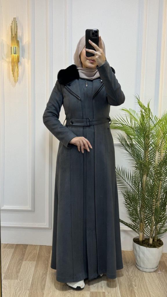 New season women's long coat is stylish and comfortable for daily use, model 4618 - Gray