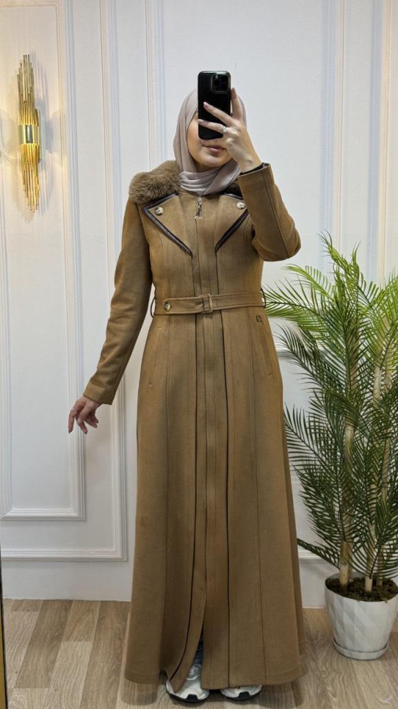 New season women's long coat is stylish and comfortable for daily use, model 4618 - AÇIK KAHVE