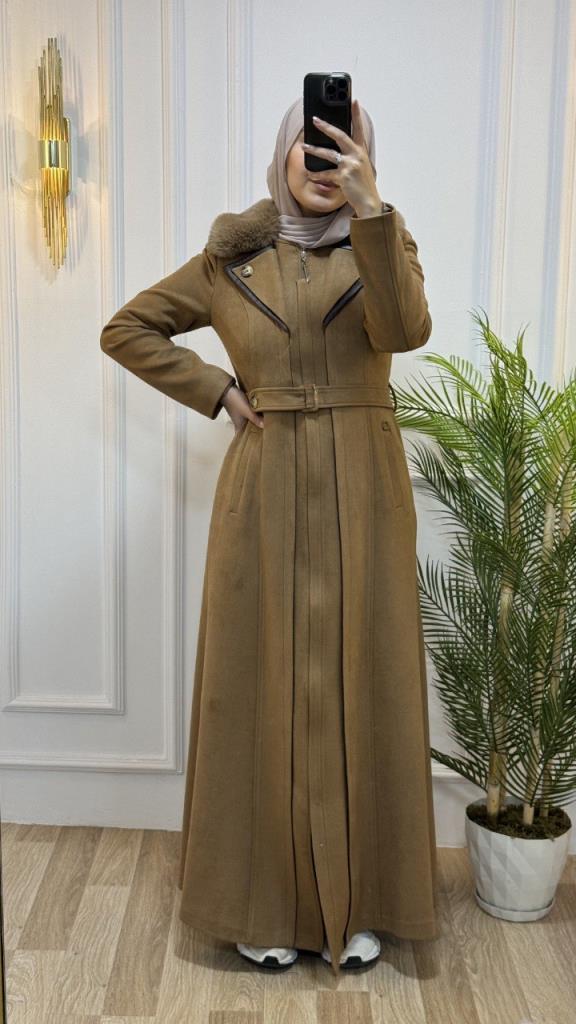 New season women's long coat is stylish and comfortable for daily use, model 4618 - AÇIK KAHVE