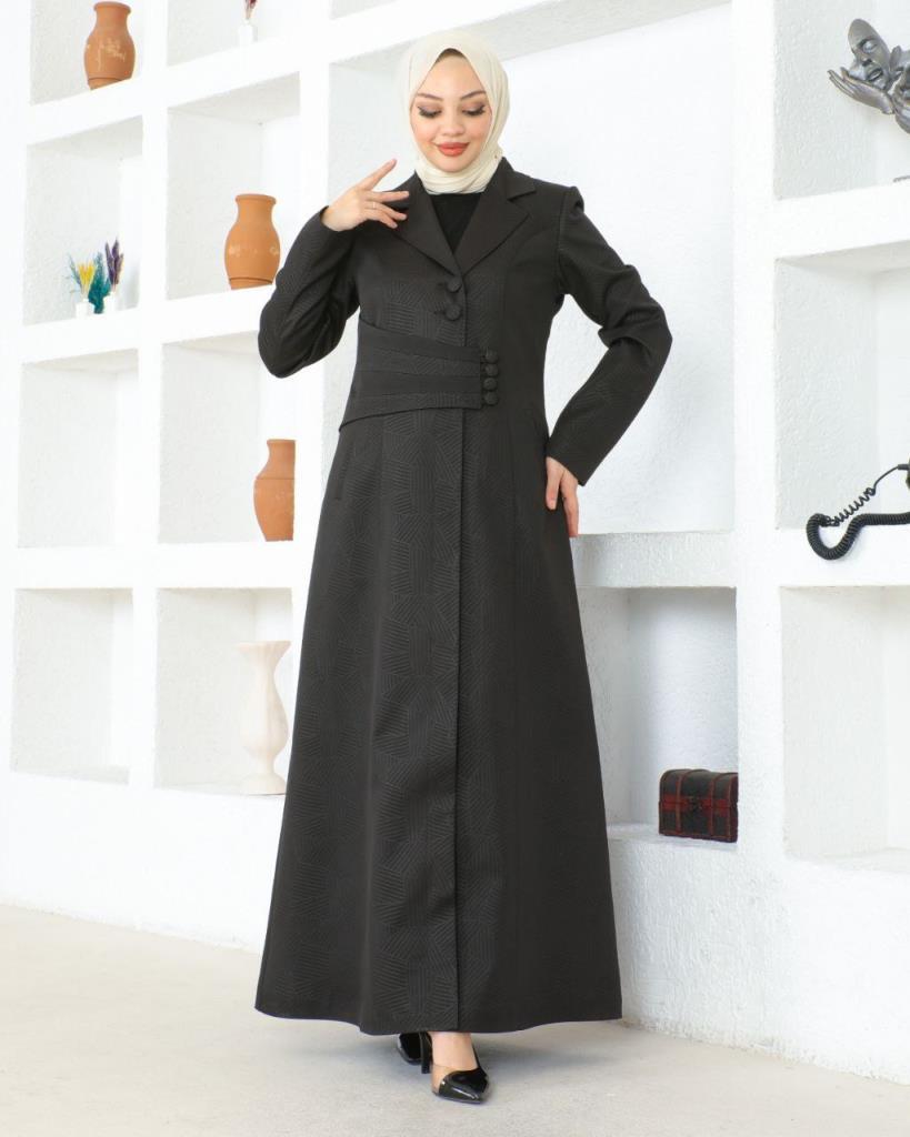 A coat for veiled women, giving you a modest and distinctive look, model m8001. - Black