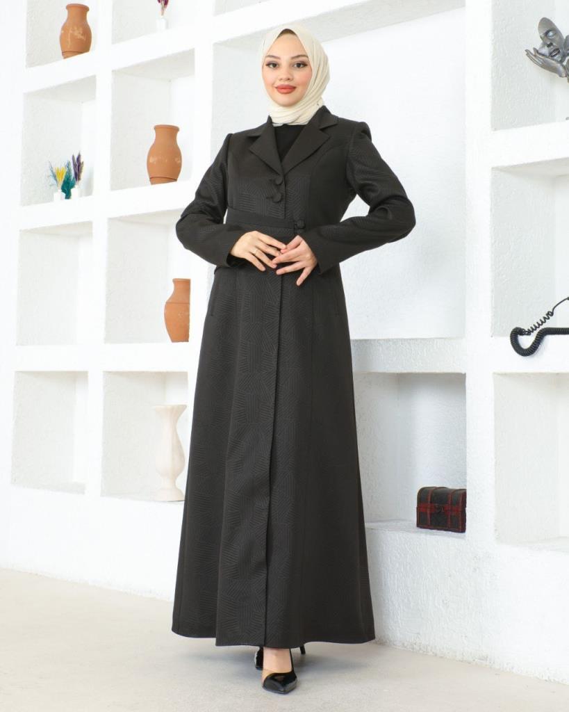 A coat for veiled women, giving you a modest and distinctive look, model m8001. - Black