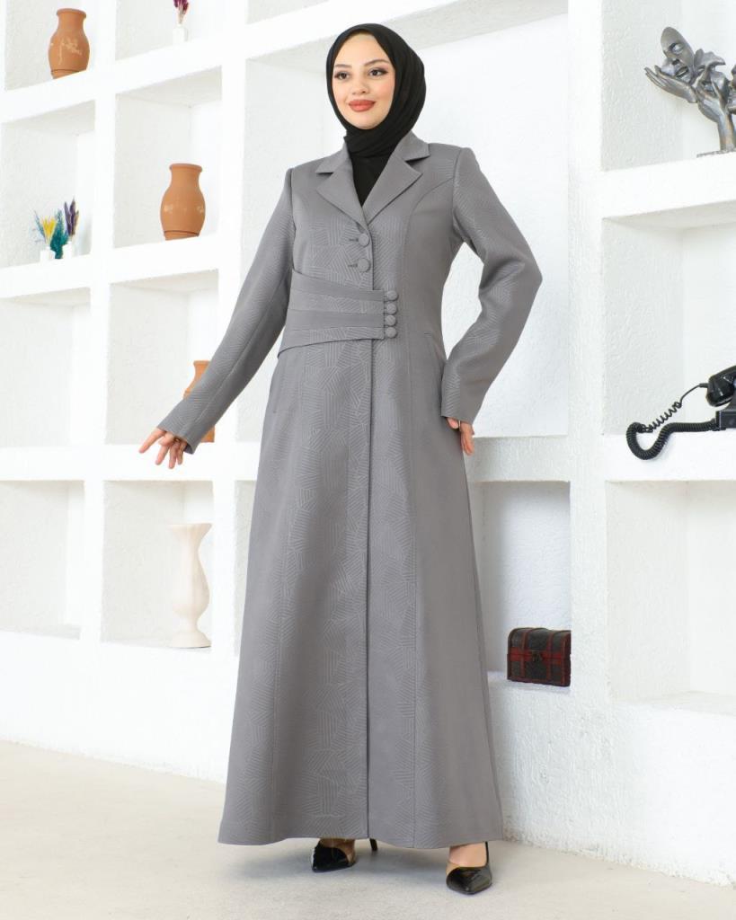 A coat for veiled women, giving you a modest and distinctive look, model m8001. - GRİ