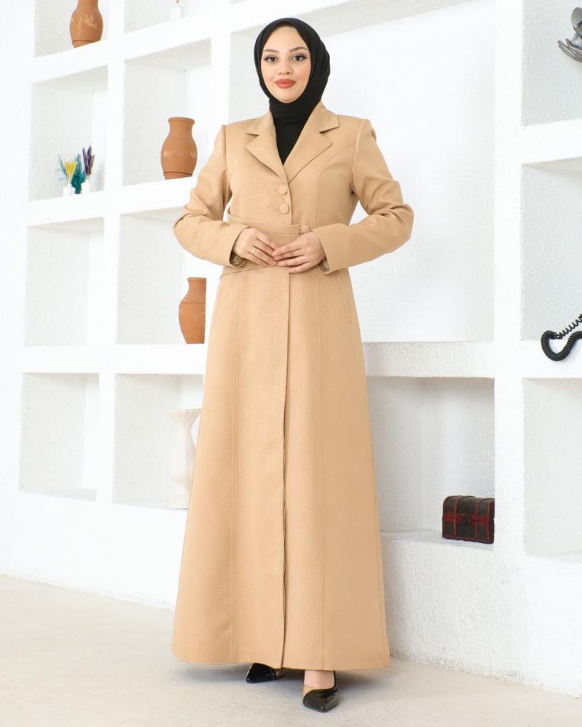 A coat for veiled women, giving you a modest and distinctive look, model m8001. - Beige