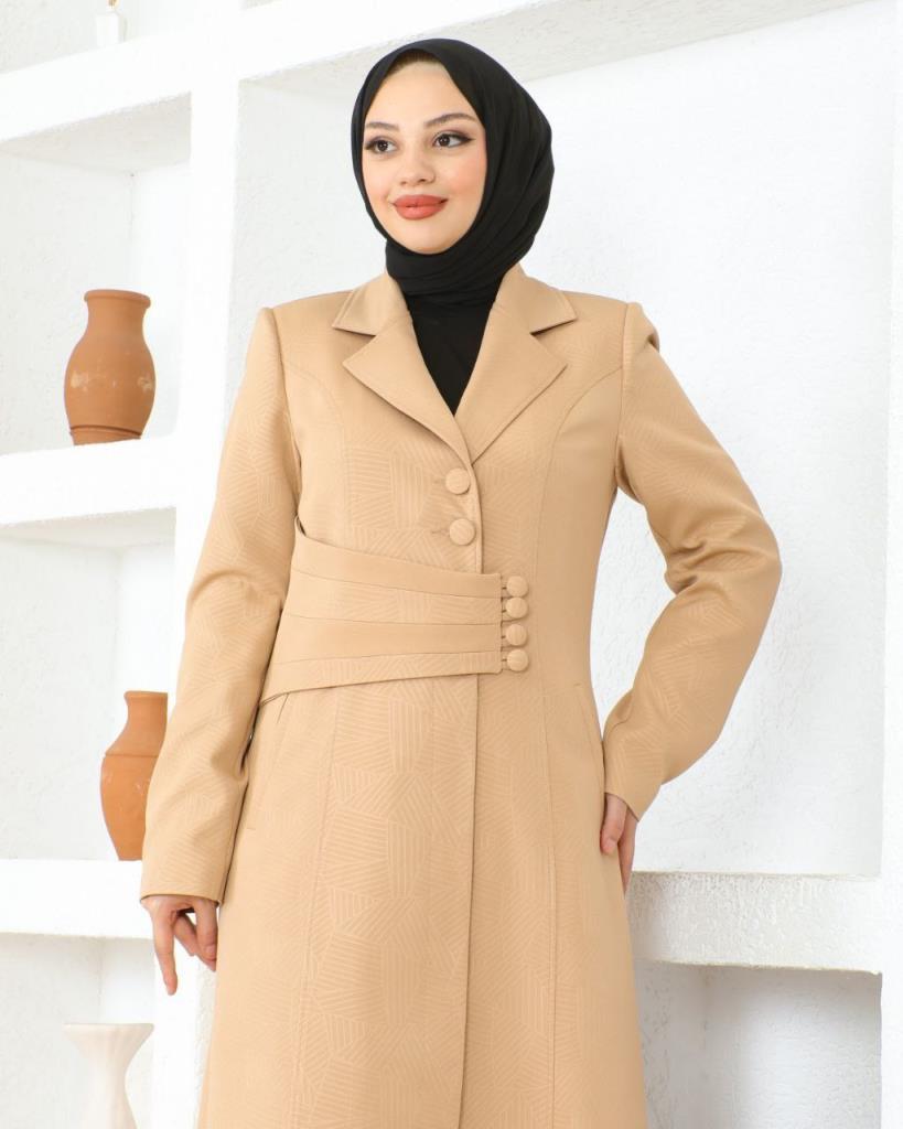 A coat for veiled women, giving you a modest and distinctive look, model m8001. - Beige