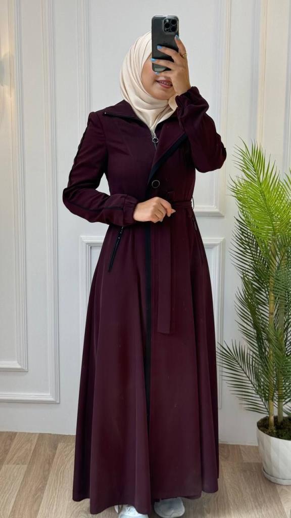 Women's coat for veiled women, model m8007 - Burgundy