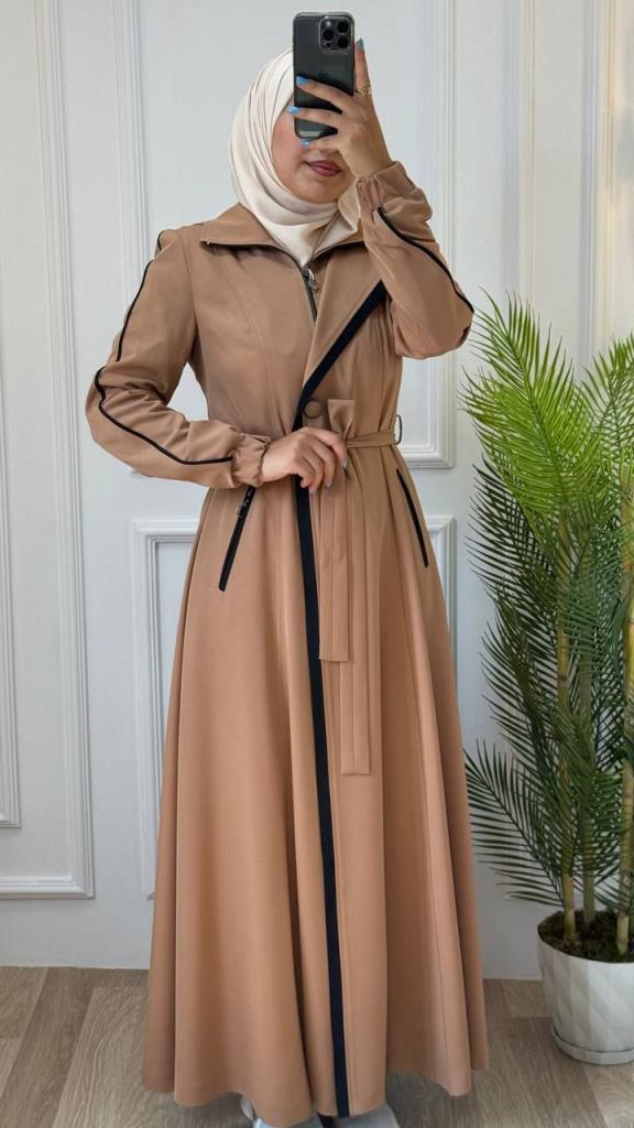 Summer season coat for veiled women, in several colors, model m8007 - Beige