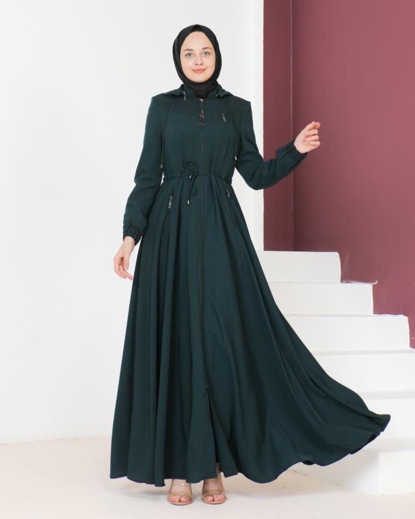 Light summer coat for veiled women, model m8008 - TURKUAZ