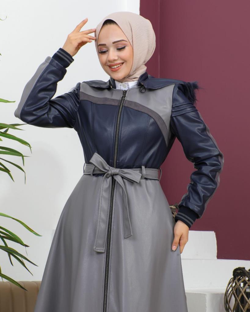 New season women's winter midi trench coat is suitable for daily use model 9006 - Gray