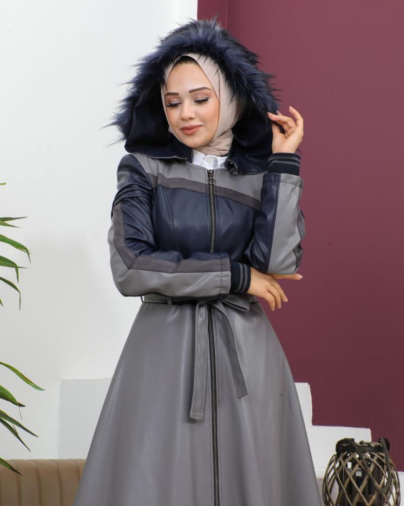 New season women's winter midi trench coat is suitable for daily use model 9006 - Gray