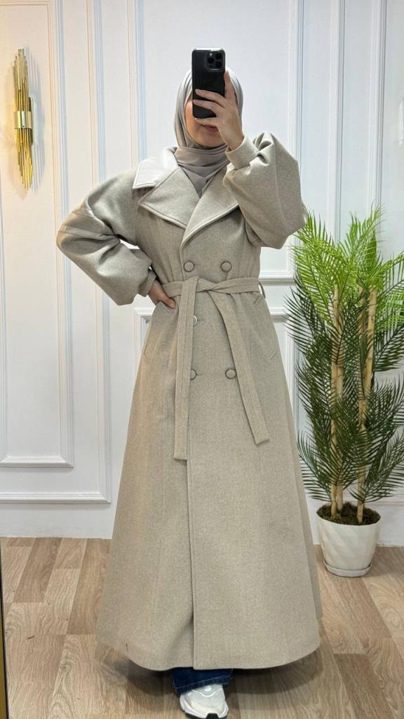 New season women's winter stylish and modern trench coat loose cut suitable for daily use model M9028 - Beige