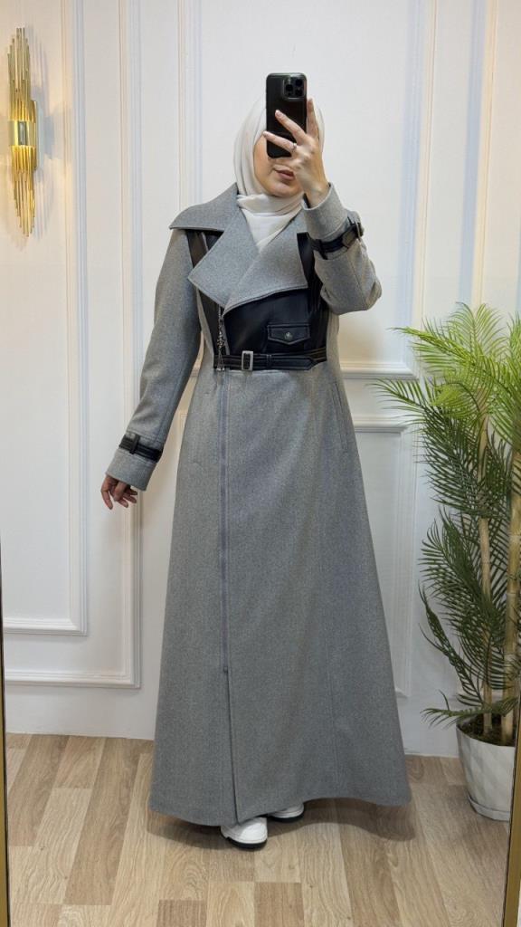 New season women's winter stylish and comfortable long trench coat suitable for daily use model m9031 - Gray