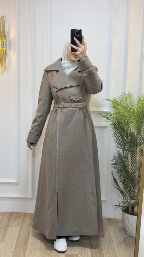 New season women's winter stylish and comfortable long trench coat suitable for daily use model m9031 - Beige