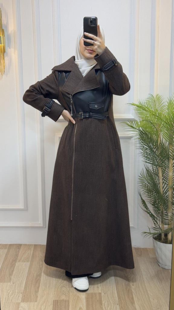 New season women's winter stylish and comfortable long trench coat suitable for daily use model m9031 - Brown