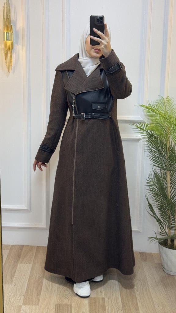 New season women's winter stylish and comfortable long trench coat suitable for daily use model m9031 - Brown