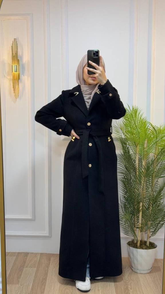 New season women's winter stylish and comfortable long coat suitable for daily use model 9032 - Black