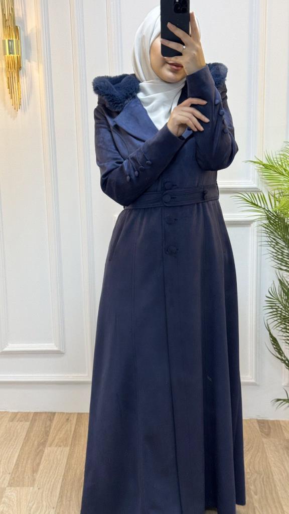 New season women's winter stylish and comfortable long coat suitable for daily use model 9033 - Navy Blue