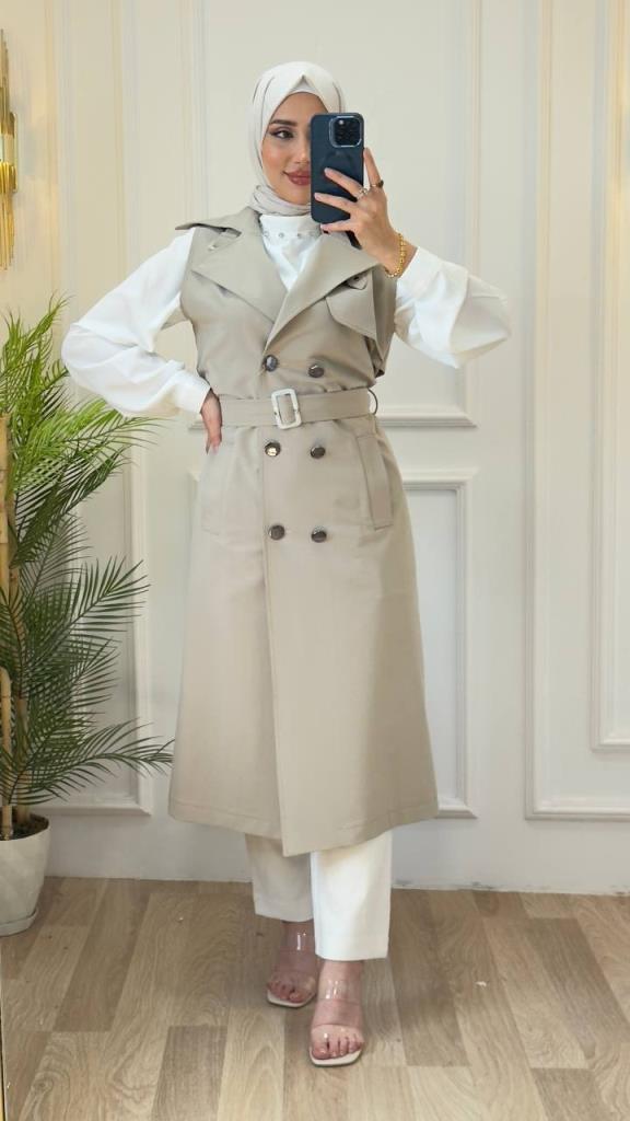 women's two-piece vest model M9061 - Beige women's two-piece vest model M9061 - Beige