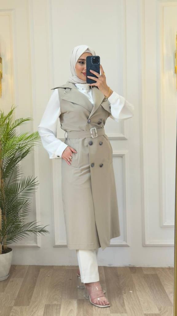 women's two-piece vest model M9061 - Beige women's two-piece vest model M9061 - Beige