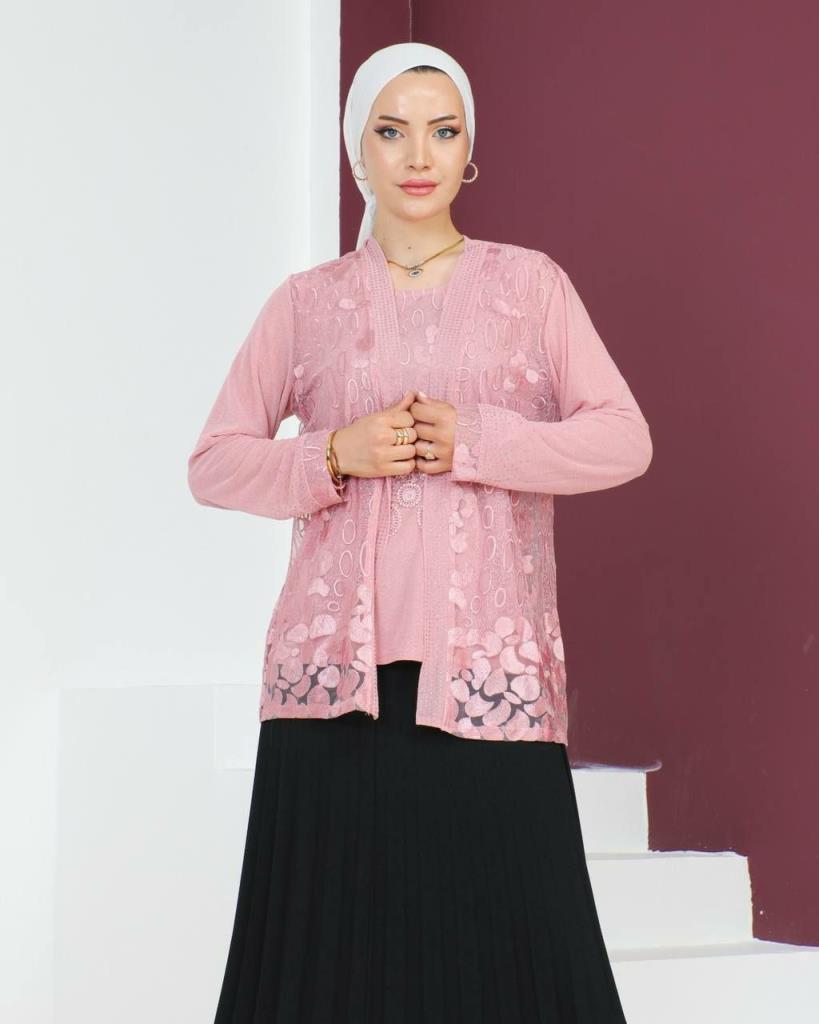 kadın abiye bluz model N0026 - PEMBE kadın abiye bluz model N0026 - PEMBE