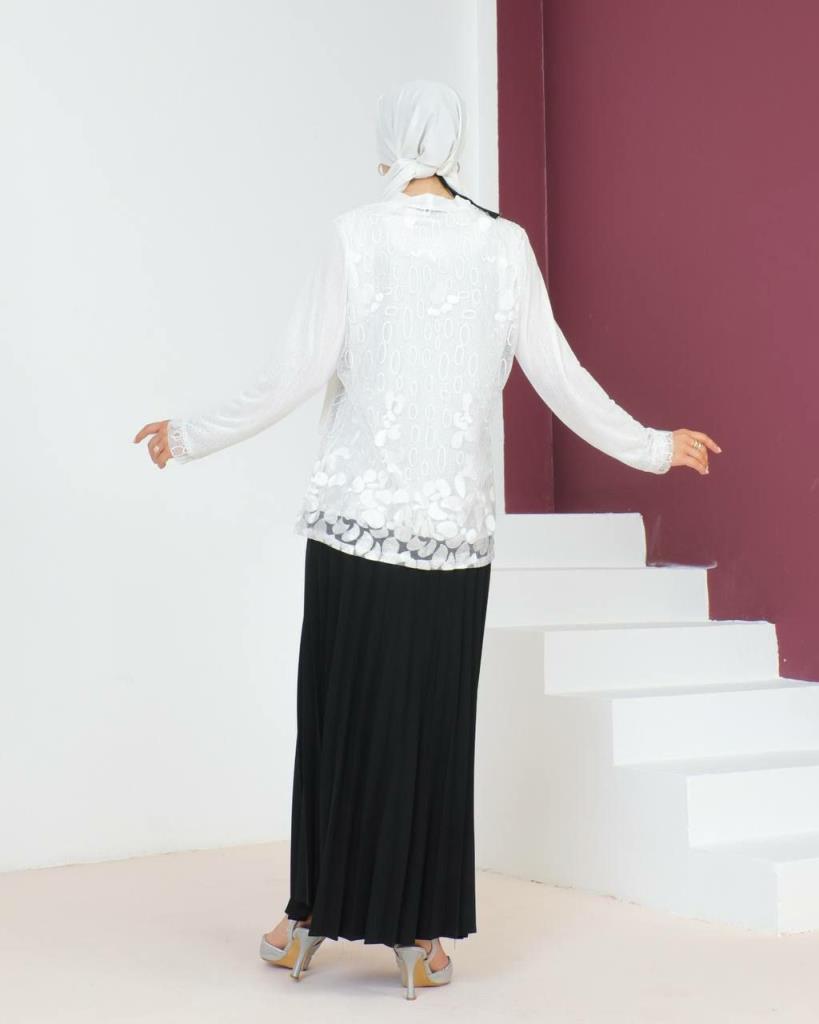 kadın abiye bluz model N0026 - BEYAZ
